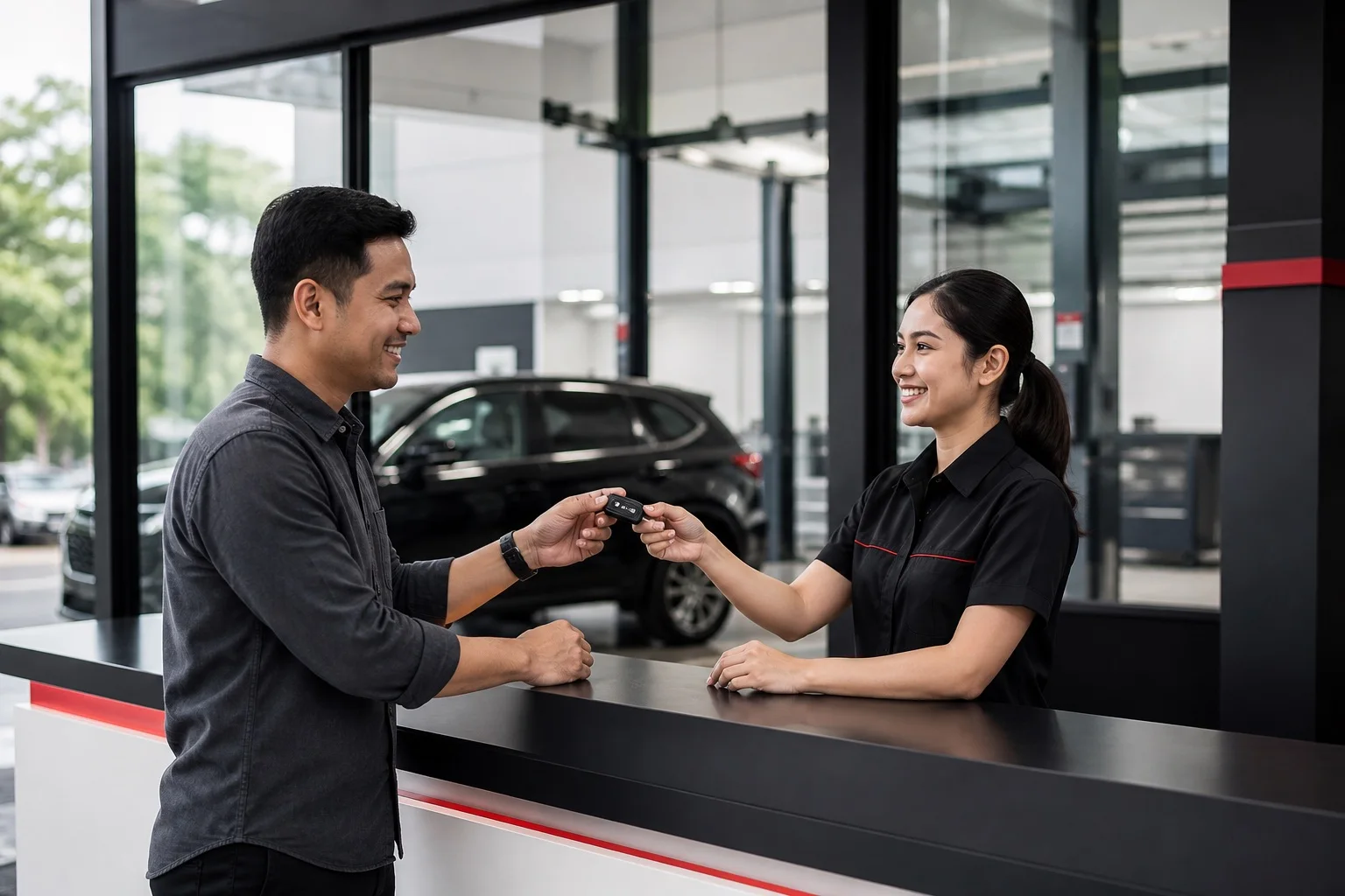 Serah terima kendaraan setelah pemeriksaan servis