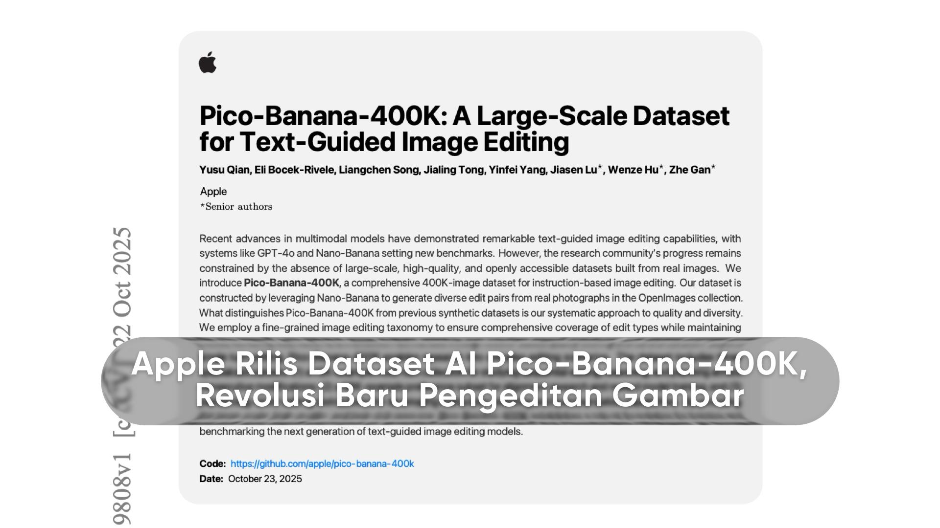 Apple releases the Pico-Banana-400K AI dataset, a new revolution in image editing Apple